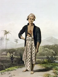 Jávanec z nižší třídy, tabule 2 ze sv. I díla „The History of Java“ Thomase Stamforda Rafflese (1781-1826), vydáno 1817