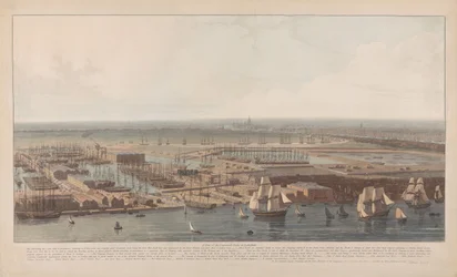 Pohled na obchodní doky v Rotherhithe