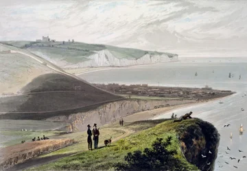 Dover, ze Shakespearova útesu, Kent, 1829