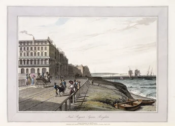 Near Regents Square, Brighton, cca 1814-1825 (ručně barvená akvatinta, šedá barva)