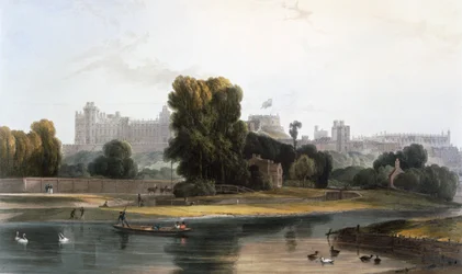 Hrad Windsor od řeky Temže v Etonu, c1827-30.