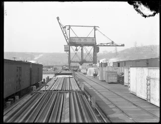 Cestující přímý nakladač na West Shore Rail Road, Weehawken, New Jersey, 1912