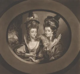 Paní Gwyn a paní Bunburyová v Postavách veselých paniček z Windsoru, 1780.