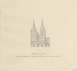 Katedrála Lichfield – západní fronta: kresba perem, nd [? konec 17. století] (kresba)