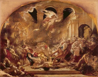 The Destroying Angel and Daemons of Evil Přerušující orgie zlomyslných a nestřídmých (olej na plátně)