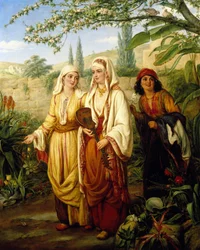 V zahradě na Blízkém východě. Obraz Williama Galea (1823-1909). Olej na plátně. Soukromá sbírka.