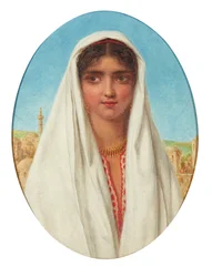 Portrét arabské dívky (olej na panelu)