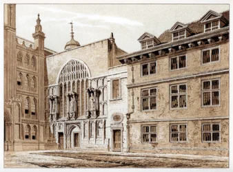Západní fronta Guildhall Chapel, City of London, 1886