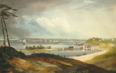 New York z výšin poblíž Brooklynu, ca. 1820-23.