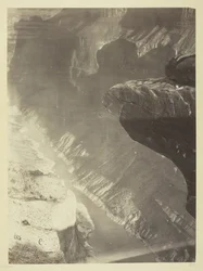 Pohled na jih do Grand Cañon, řeka Colorado, Sheavwitz Crossing, 1872.