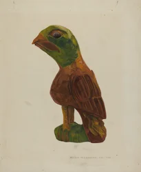 Pa. Německý vyřezávaný pták, c. 1939.