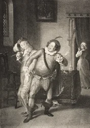 Oliviin dům, II. dějství, III. scéna, z knihy "Twelfth Night, Or What You Will", z The Boydell Shakespeare Gallery, vydáno koncem 19. stol.