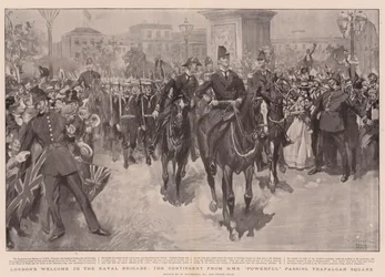 Londýn je Welcome to Naval Brigade, kontingent z HMS Powerful procházející Trafalgarským náměstím