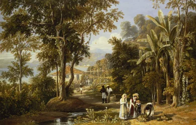 Zahradní scéna na pobřeží Braganza, Rio de Janeiro, 1827
