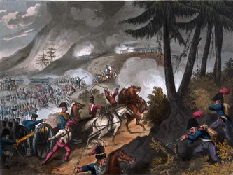 Bitva o Pyreneje v roce 1813, vyryl J.C. Stadler, vydal Thomas Tegg, 1818