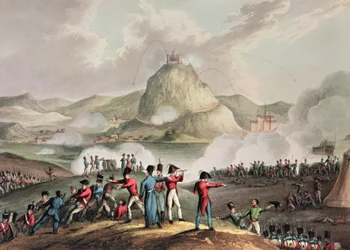 Siege of San Sebastian, červenec 1813, vyryl Thomas Sutherland (b.c.1785)
