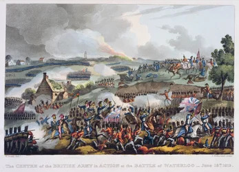Střed britské armády v akci v bitvě u Waterloo, 18. června 1815, z 