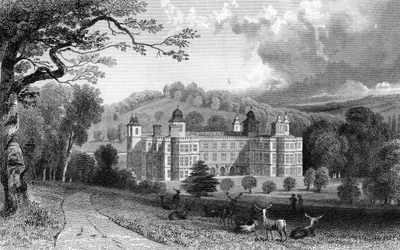 Audley End, Essex, vyryl Henry Adlard, 1832
