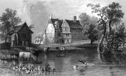 Beleigh Abbey, poblíž Maldon, Essex, rytý Charles Mottram, 1832