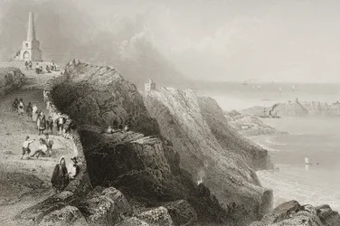 Killiney Hill, County Dublin, Irsko, z „Scenery and Antiquities of Ireland“ od George Virtue, 1860