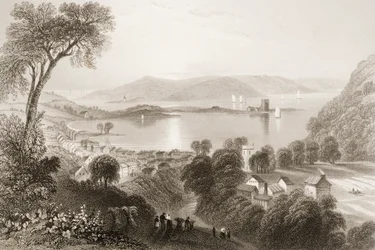Larne, hrabství Antrim, Severní Irsko, z „Scenery and Antiquities of Ireland“ od George Virtue, 1860