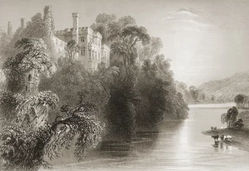 Hrad Lismore, Lismore, hrabství Waterford, Irsko, z 