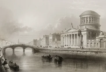 Four Courts v Dublinu, z díla „Scenery and Antiquities of Ireland“ od George Virtue, 60. léta 19. století