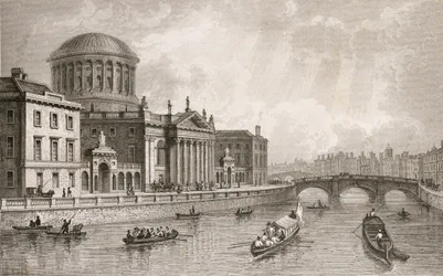 Čtyři soudy, Dublin, rytina Owena