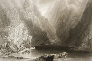 The Gap of Dunloe, County Killarney, Irsko, z „Scenery and Antiquities of Ireland“ od George Virtue, 1860