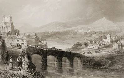Pohled na Bray, hrabství Wicklow, Irsko, z „Scenery and Antiquities of Ireland“ od George Virtue, 1860