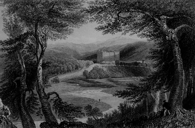 Pohled na hrad Drumlanrig, Dumfriesshire