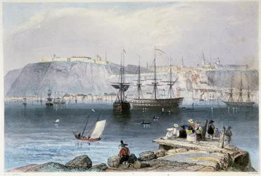 Vue de Québec et de son port (Kanada) - v “”Kanadské scenérii ilustrované”” William Henry Bartlett, ed. George Virtue