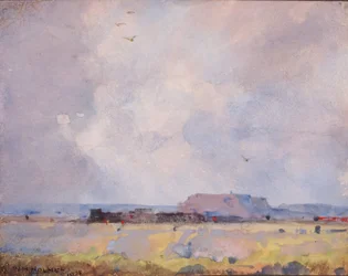 V náhorní zemi, s obydleným Pueble, 1929.