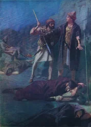David šetřící Saula, z The Bible Picture Book vydané Thomasem Nelsonem, kolem roku 1950