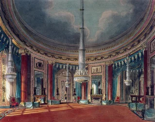 Carlton House, Kruhový pokoj, z knihy Pynes Royal Residences, vydané v roce 1818