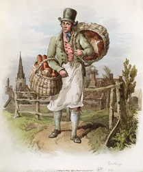 The Baker, ilustrace z knihy "The Costume of Great Britain", vydané v letech 1804-08 Williamem Millerem v Londýně (akvatinta)