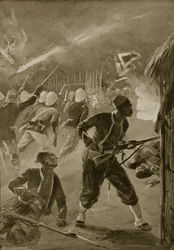 Byl to noční útok a nepřítel je přistihl při podřimování, ilustrace z 
