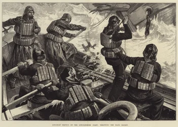 Služba záchranných člunů na pobřeží Lincolnshire, házení ruční rakety