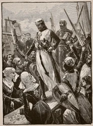 Přijetí Richarda při jeho návratu z kontinentu, ilustrace z 