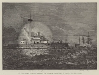 Evoluční eskadra, odrážející útok torpédových člunů v Blacksod Bay, Mayo, 7. července