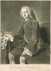 William Pitt, hlavní ministr zahraničí, vyryl Richard Houston (1721-75)
