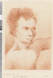 Strana 24a Otago, náčelník Amsterdamského ostrova, 1768-75 (červená a bílá křída)
