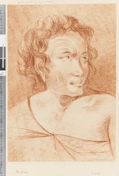 Strana 32b Novozélandský portrét Maori, 1768-75 (červená křída)