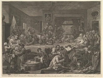 An Election Entertainment, Plate I: Four Prints of an Election, 24. února 1755.