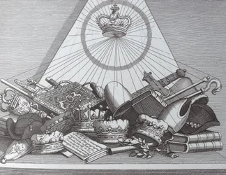 Koruna, mitres, maces atd