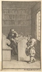 Hudibras a právník Sedmnáct malých ilustrací pro Samuela Butlerse Hudibras, č..., 1721-26.