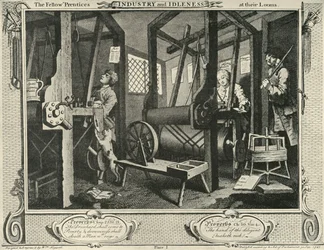 Interiér tkalcovské dílny, 1747, 1925.