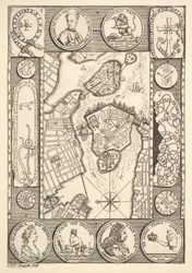 Mapa Stockholmu Aubry de La Mottrayes cestuje po Evropě, Asii a do části..., 1723-24.