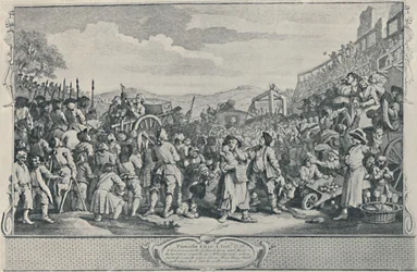 Idle Prentice popraven v Tyburnu ze série Industry and Idleness, 1747, 1920