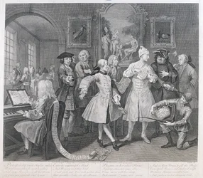 The Rakes Levee, deska II, z A Rakes Progress, 1735
